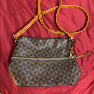 Stylish Black and Tan Geometric Women's Bag